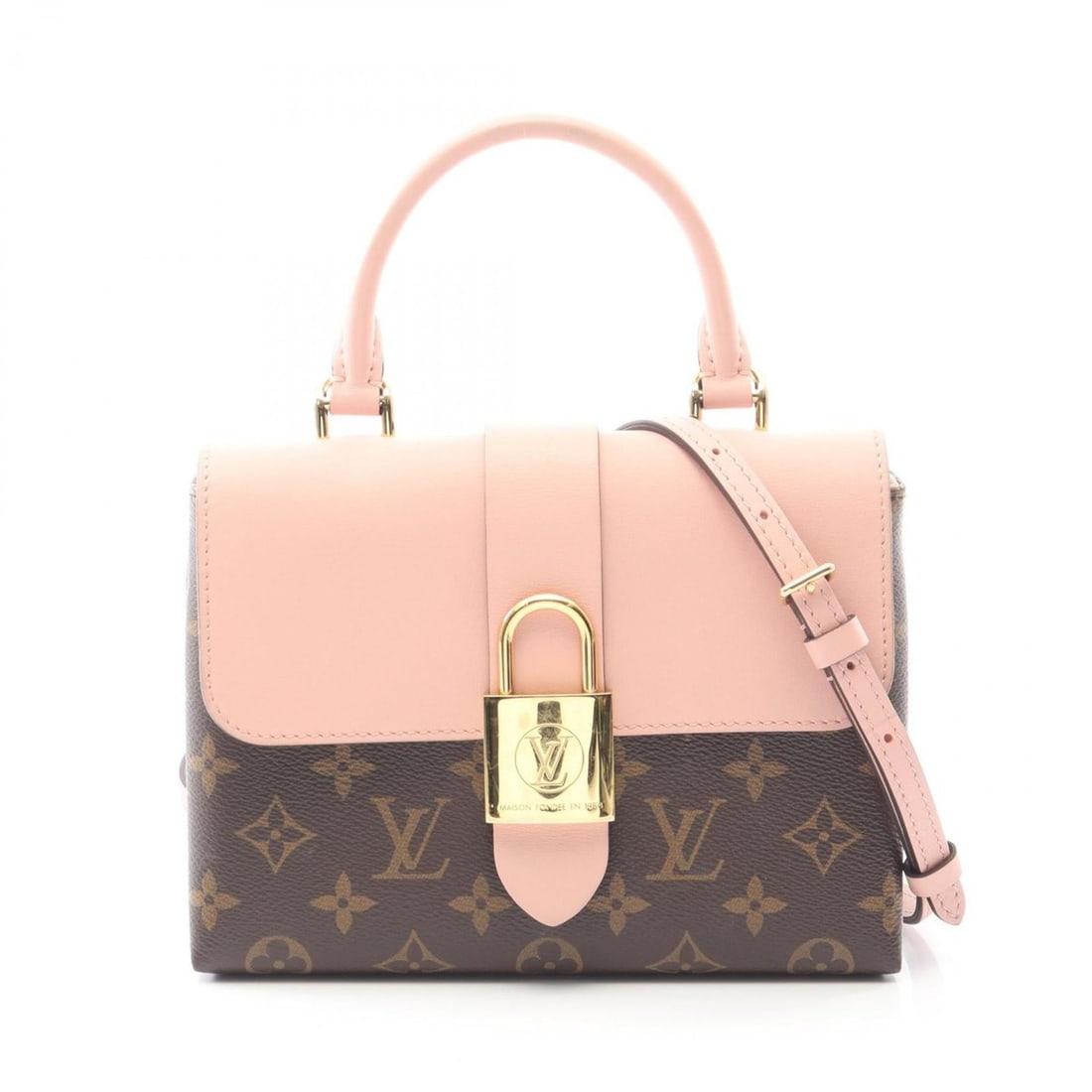 Louis Vuitton Rocky BB Handbag, Coated Canvas and Leather, Monogram, Women's, Brown Pink, M44080: --- Catalog ---Category: SizeSize (HxWxD): 16cm x 20cm x 7.5cm / 6.29'' x 7.87'' x 2.95''Category: DesignType: HandbagColor: Brown, Pink, Rose PoudreGender: WomenMaterial: Coated canvas , Leather Cate