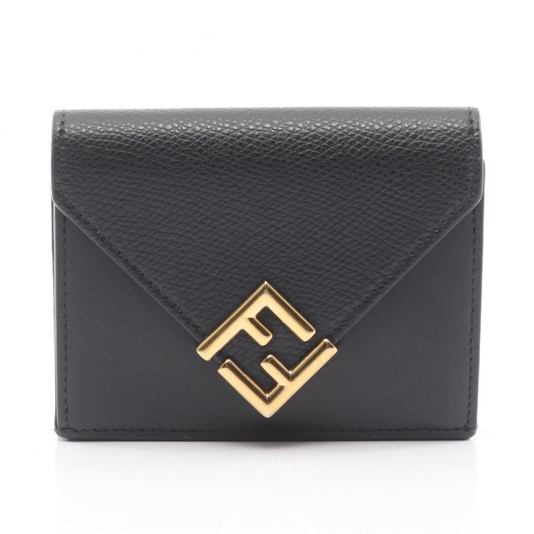 Fendi FF Diamond Tri-fold Wallet, Leather, Women's, Black, 8M0480 (1 of 9)