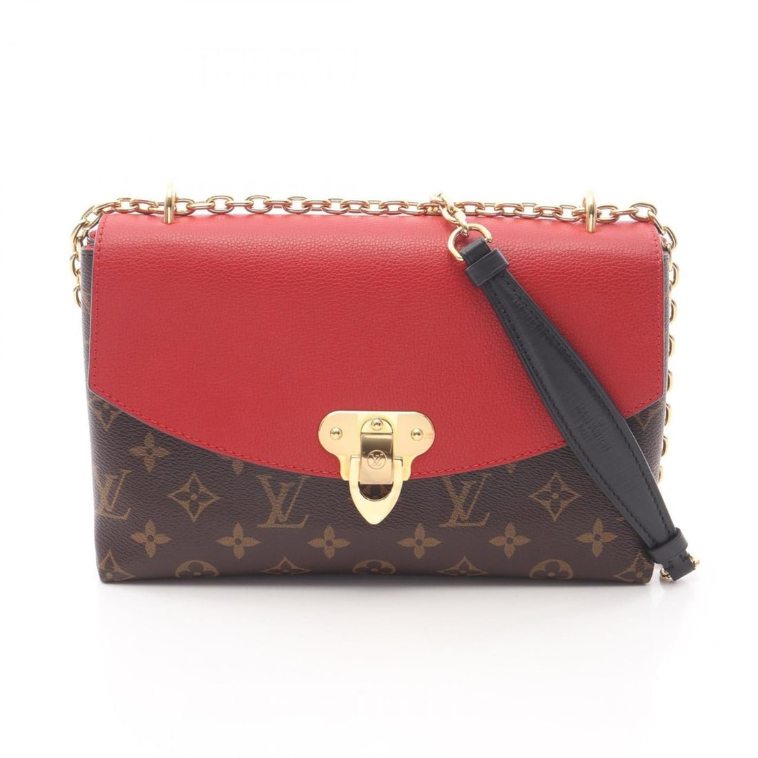 Louis Vuitton Saint-Placide Shoulder Bag, Coated Canvas and Leather, Monogram, Women's, Brown Red,: --- Catalog ---Category: SizeSize (HxWxD): 17.5cm x 24.5cm x 7cm / 6.88'' x 9.64'' x 2.75''Category: DesignType: Shoulder bagColor: Brown, Cerise, Red colorGender: WomenMaterial: Coated canvas , Leath