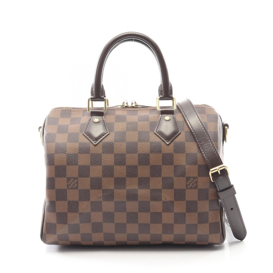 Louis Vuitton Speedy Bandouliere 25 Handbag, Coated Canvas and Leather with Damier Leather, Brown,: --- Catalog ---Category: SizeSize (HxWxD): 19cm x 25cm x 15cm / 7.48'' x 9.84'' x 5.9''Category: DesignType: HandbagColor: Brown, EbeneGender: WomenMaterial: Coated canvas , Leather Category: GeneralM
