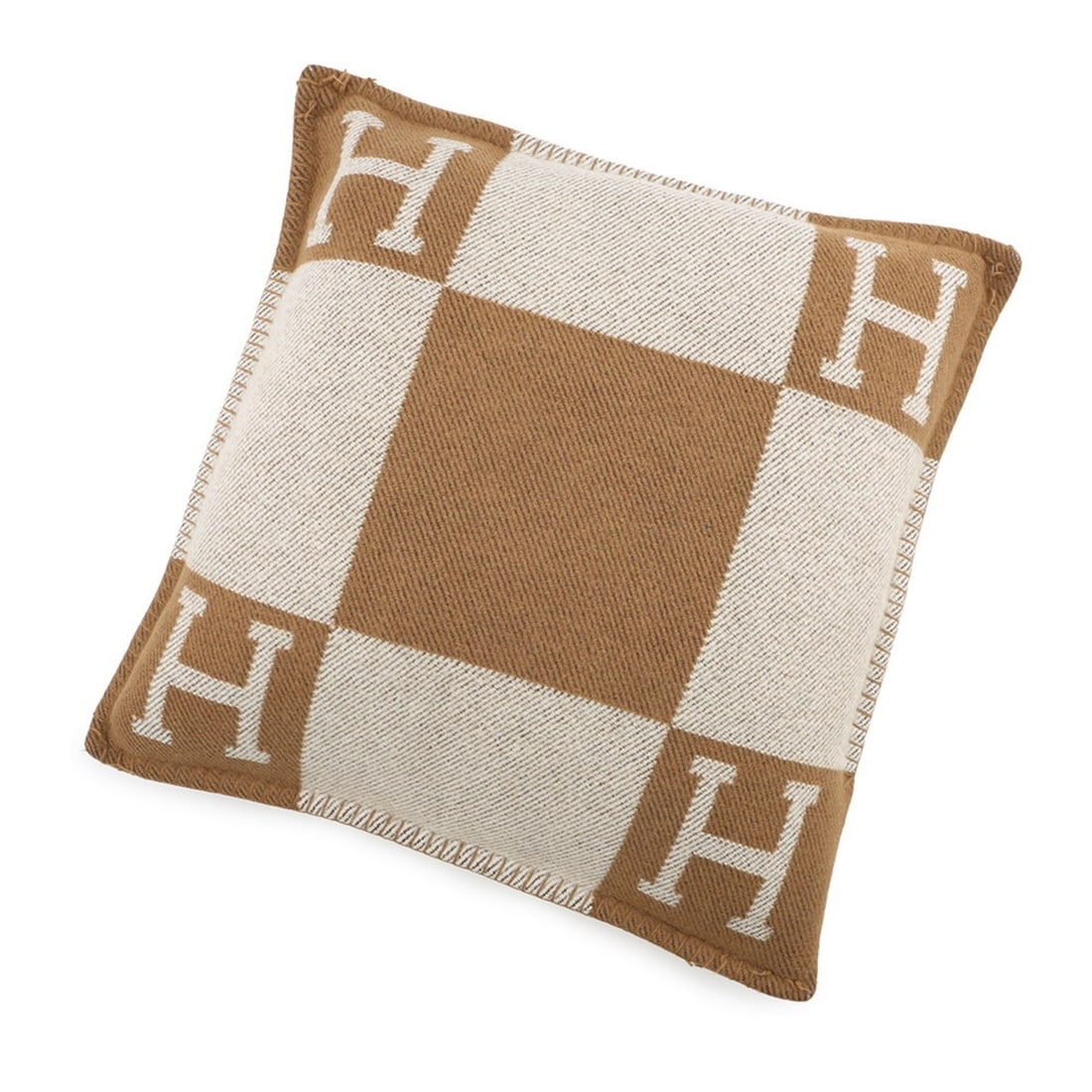 Hermes Avalon PM Wool and Cashmere Cushion: --- Catalog ---Category: DesignColor: CamelMaterial: Cashmere, WoolCategory: GeneralBrand: HermesCountry of Origin: FranceCategory: Physical PropertiesSize (HxWxD): 420.00mm x 420.00mm / 16.54'' x 16.
