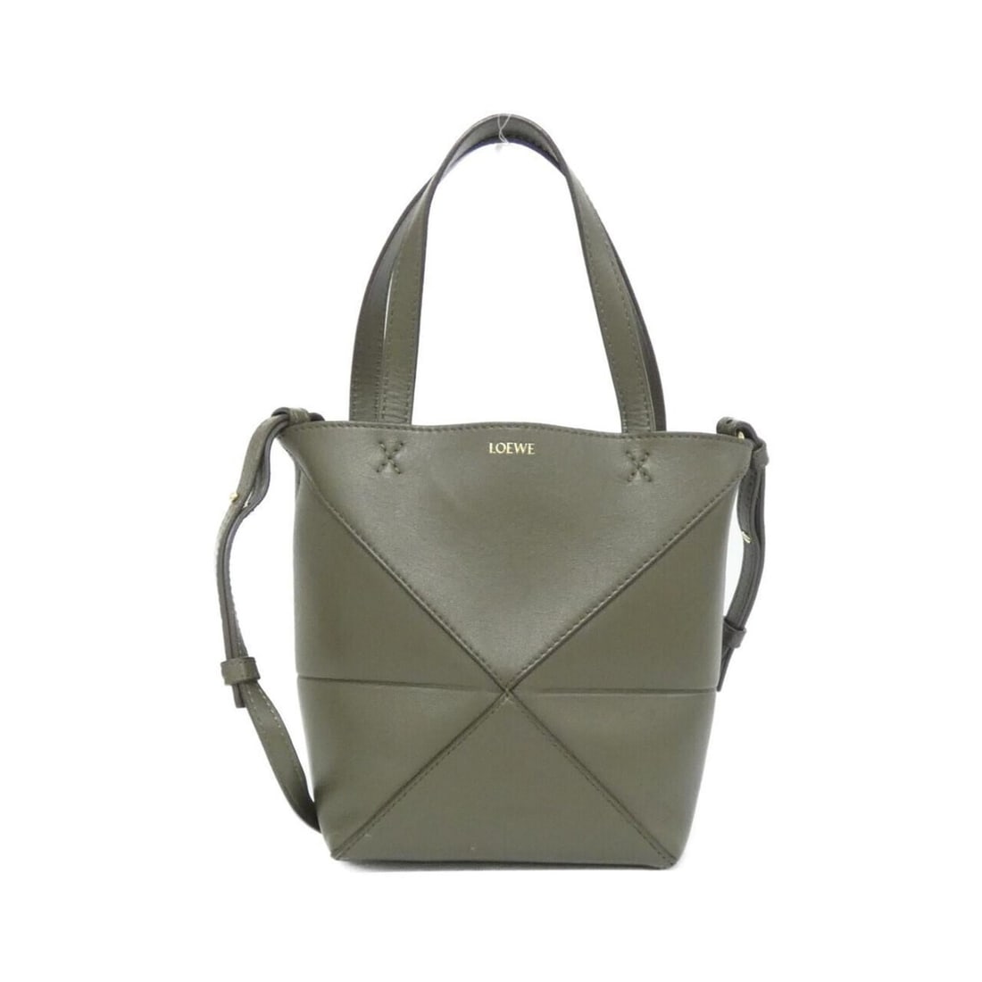 Loewe Puzzle Fold Tote Mini A657V25X01 Handbag: --- Catalog ---Category: SizeSize (HxWxD): 20cm x 23cm x 9cm / 7.87'' x 9.05'' x 3.54''Category: DesignType: HandbagColor: Dark khaki, GreenGender: Women,MenMaterial: Leather Leather/Fur Type: Calfski