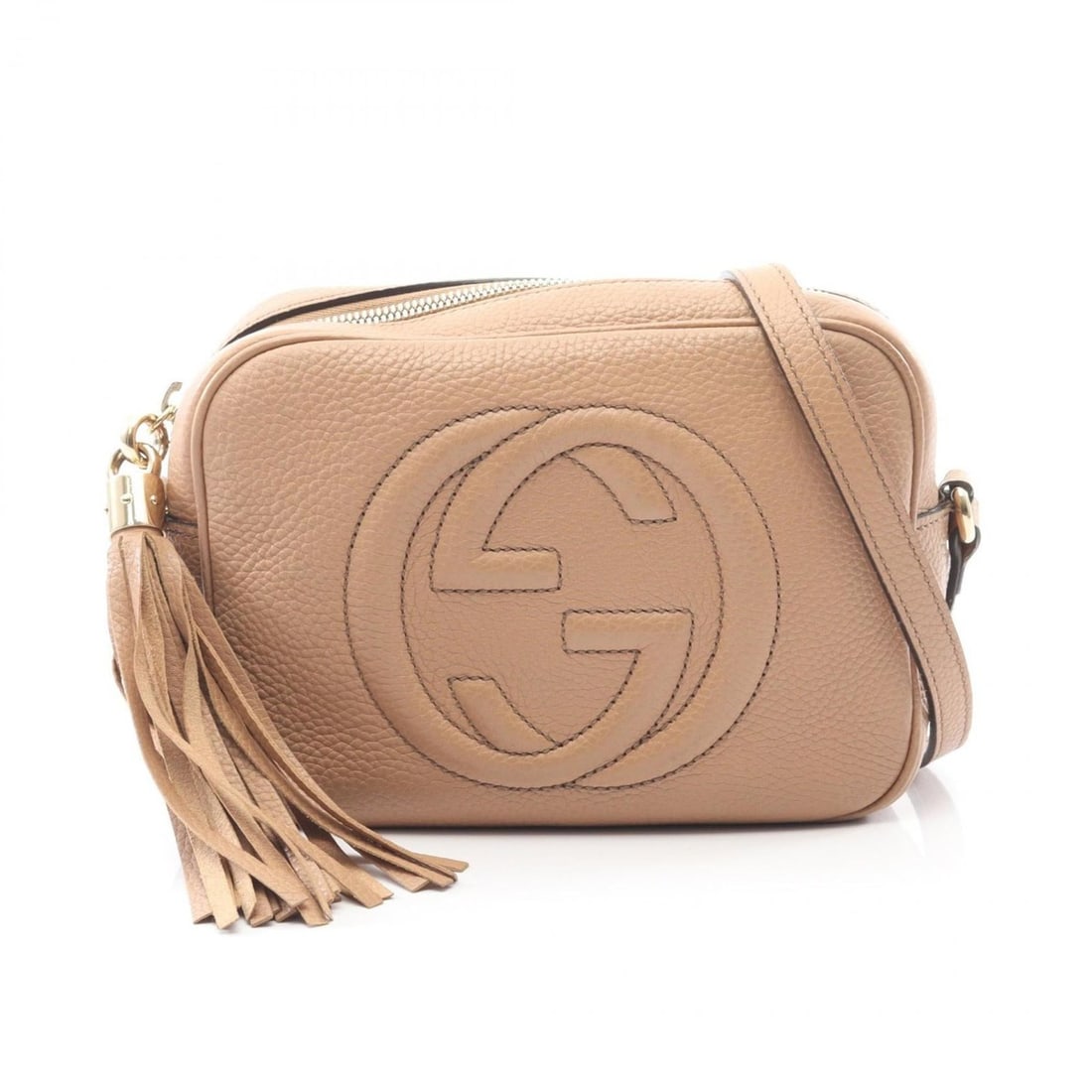 Gucci Soho Disco Bag with Interlocking G Shoulder Bag, Leather, Women's, Beige, 308364 (1 of 10)