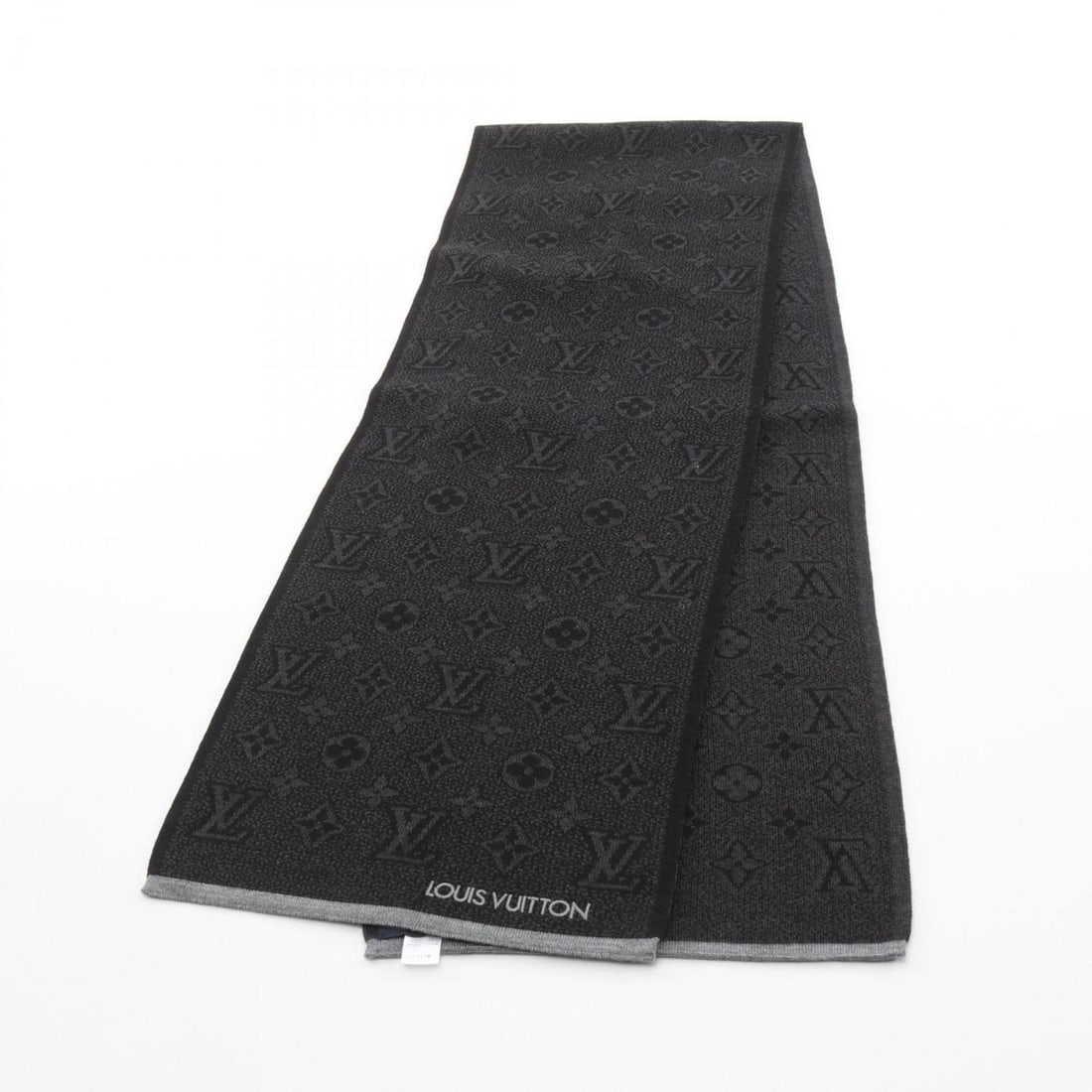 Louis Vuitton Echarpe My Monogram Eclipse Scarf, Men's Wool, Black and Gray, M73468 (1 of 10)