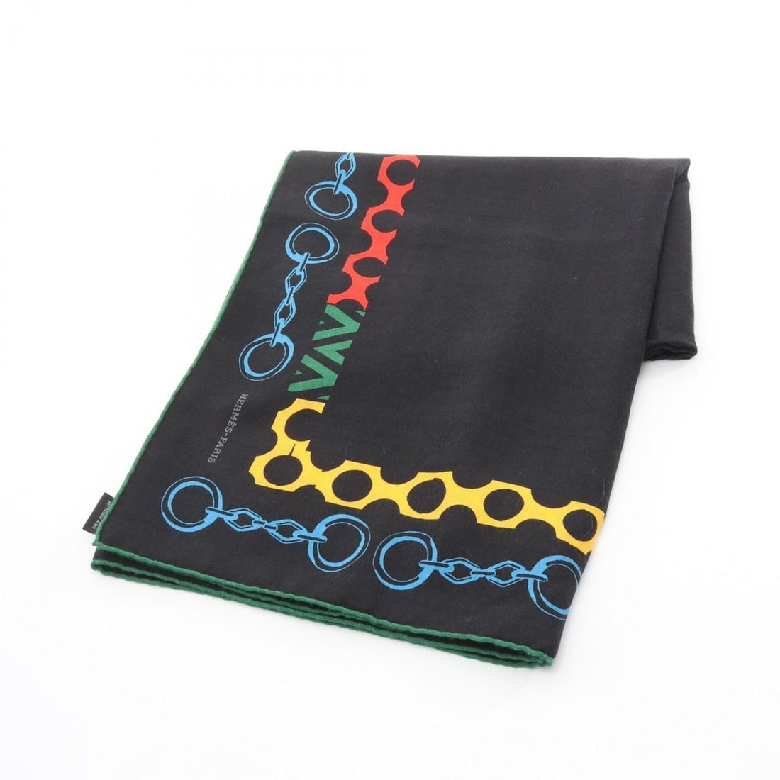 Hermes Hermès Carre Geant LISTE EN CHAINES 140 Silk/Cashmere Scarf for Women in Black/Multicolor (1 of 12)