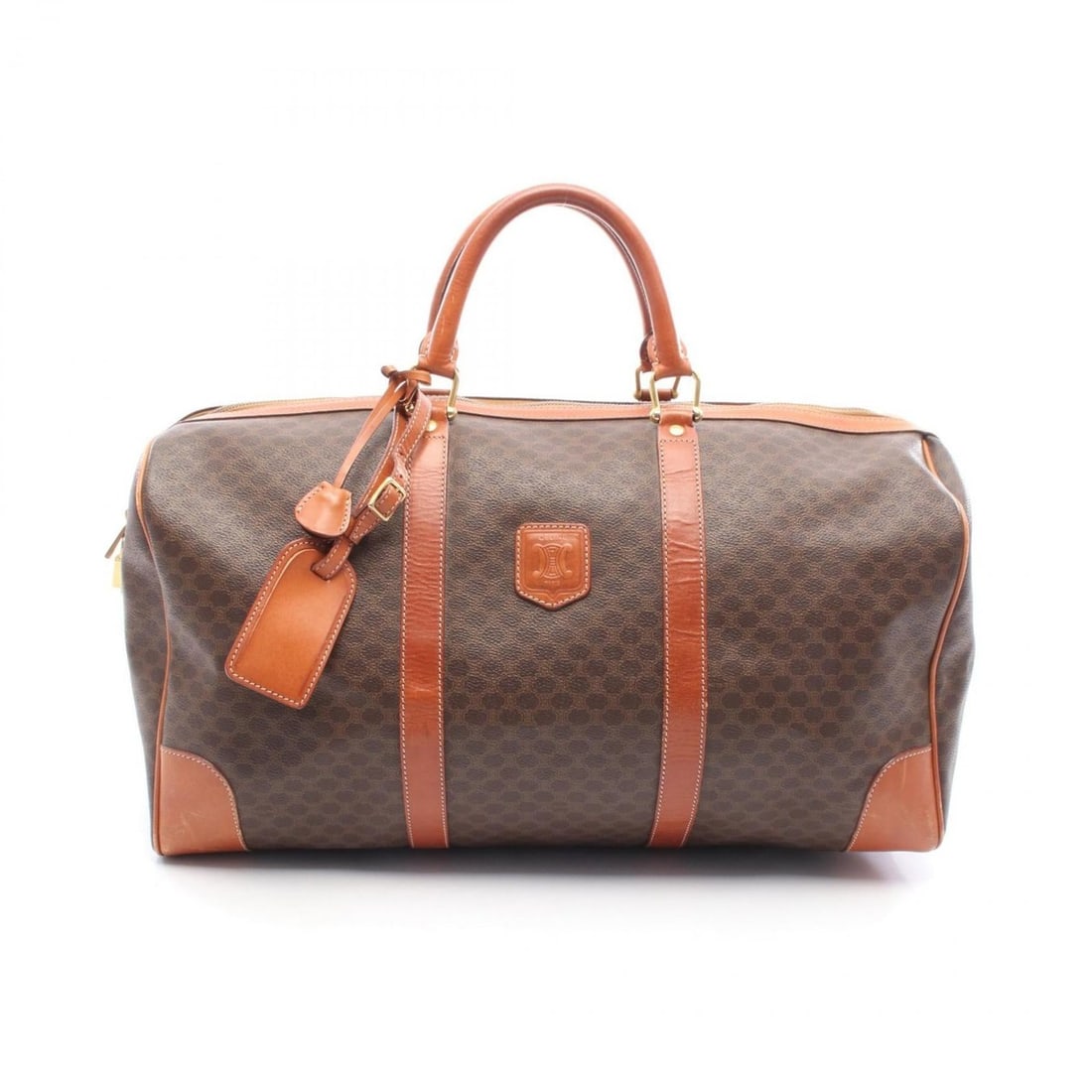 Celine Macadam Boston Bag, Coated Canvas and Leather, Brown, for Men Women: --- Catalog ---Category: SizeSize (HxWxD): 25cm x 49cm x 23.5cm / 9.84'' x 19.29'' x 9.25''Category: DesignType: Boston bagColor: BrownGender: Men,WomenMaterial: Coated canvas , Leather Category: Gene