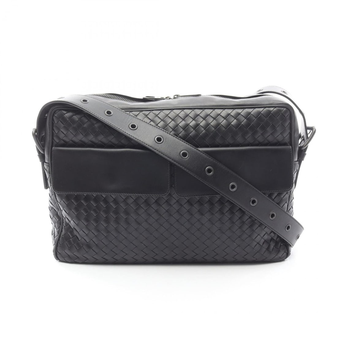Bottega Veneta Intrecciato Leather Messenger Shoulder Bag, Men's, Black (1 of 17)