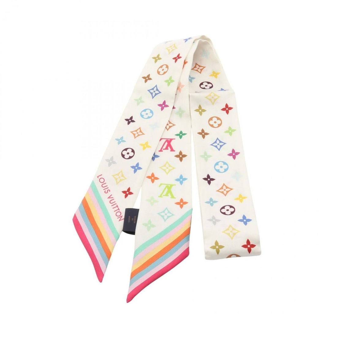 Louis Vuitton LV x TM Bandeau BB Monogram Multicolore Silk Scarf, Women's, White, Multicolor, M94963 (1 of 15)