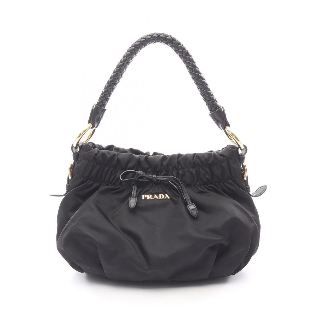 Prada TESSUTO BOW Shoulder Bag, Nylon and Leather, Women's, Black, BR4237 (1 of 15)