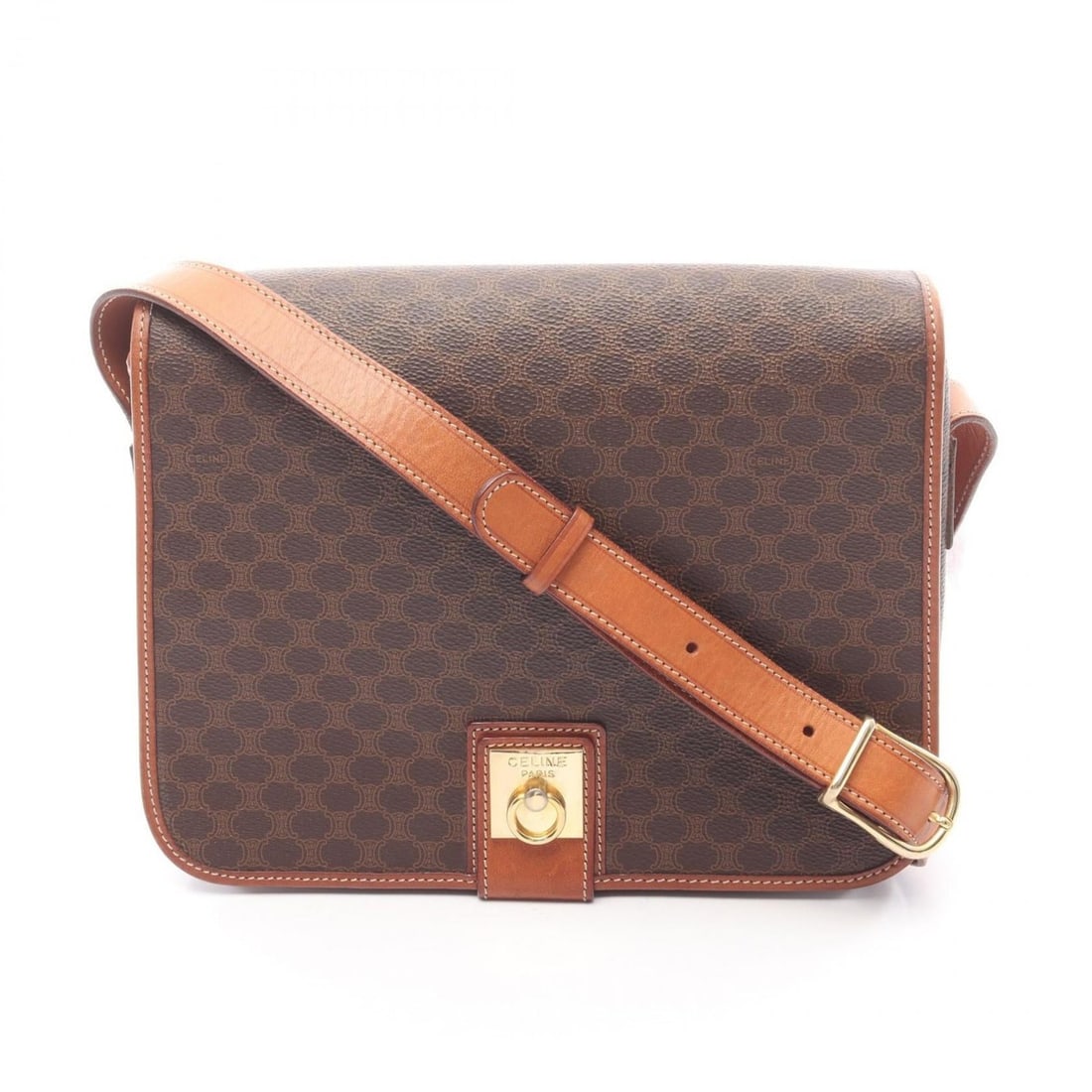 Celine Macadam Shoulder Bag, Coated Canvas and Leather, Women's, Brown: --- Catalog ---Category: SizeSize (HxWxD): 20cm x 26cm x 7cm / 7.87'' x 10.23'' x 2.75''Category: DesignType: Shoulder bagColor: BrownGender: WomenMaterial: Coated canvas , Leather Category: GeneralBr