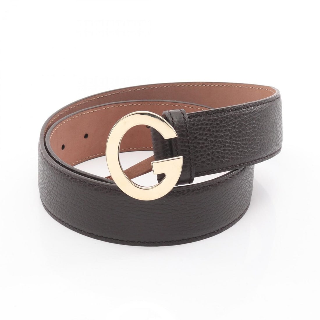 Gucci G Buckle Belt, Leather, Men's, Brown (1 of 13)