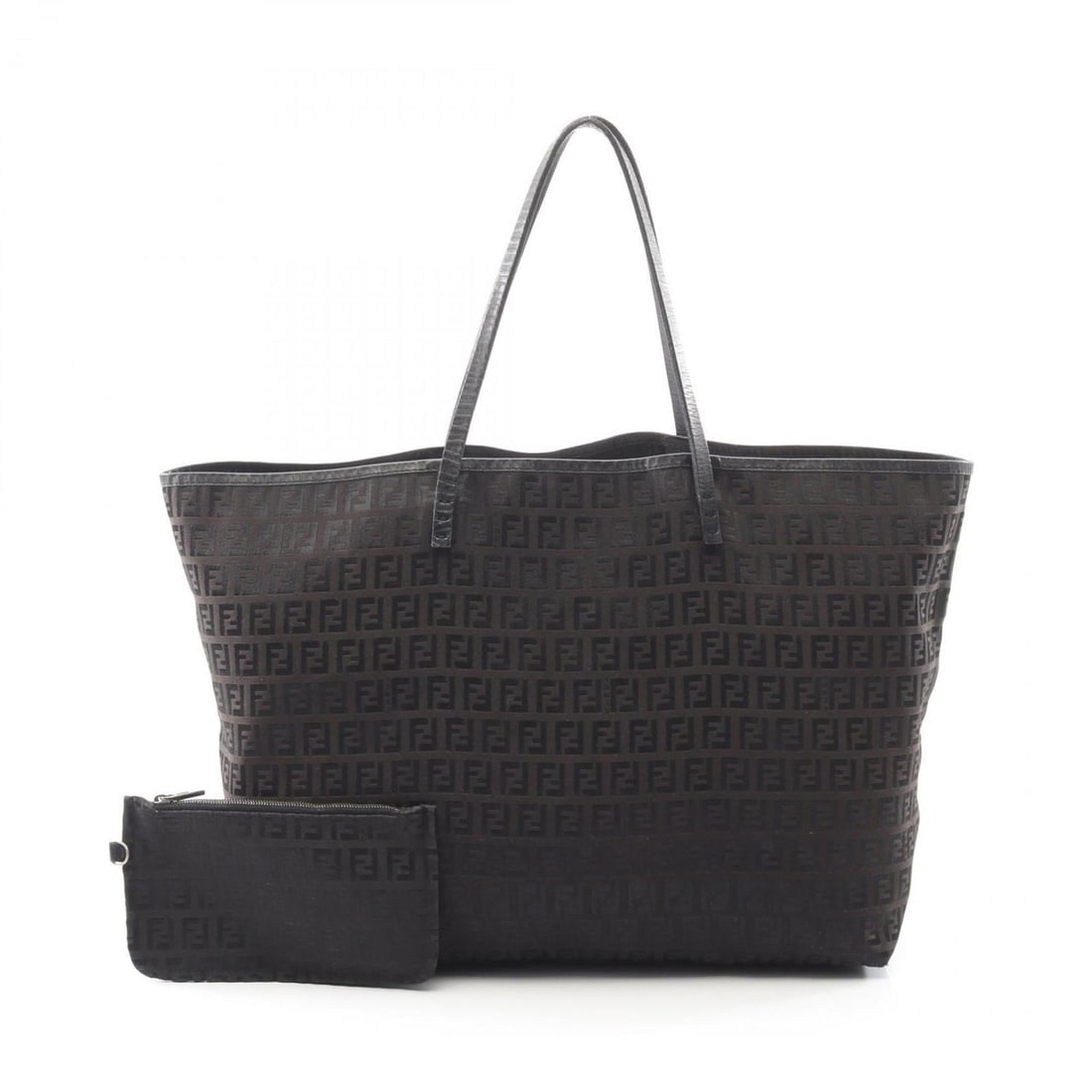 Fendi Zucchino Tote Bag, Canvas and Leather, Women's, Brown Black (1 of 10)