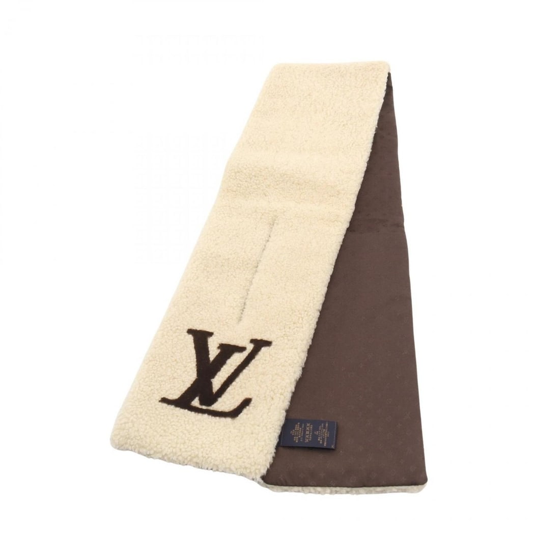 Louis Vuitton Echarpe SKI Scarf, Silk and Shearling, Women's, Ivory Brown, M79229 (1 of 10)
