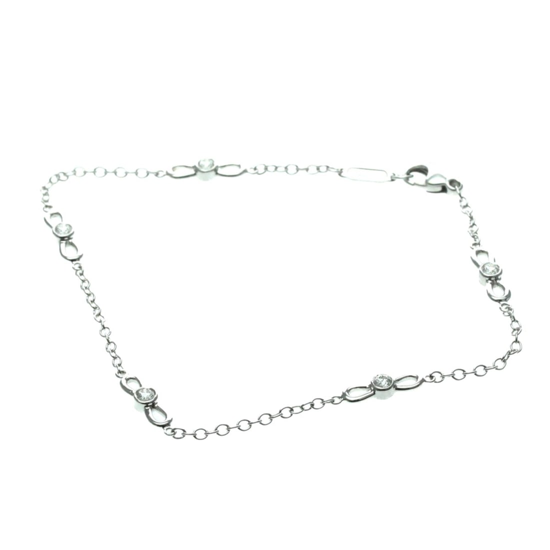Tiffany Ribbon Diamond Bracelet White Gold (18K) Diamond Charm Bracelet Silver (1 of 19)