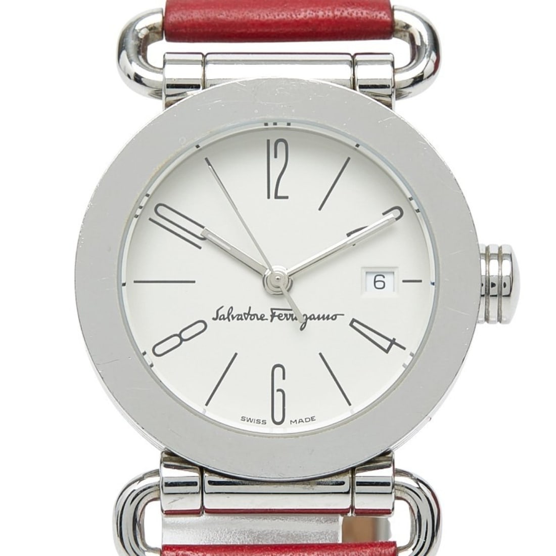 Salvatore Ferragamo Women's Watch 0130 Swiss Quartz White Dial Stainless Steel: --- Catalog ---Category: SizeWrist Size: 17cm / 6.69''Case Diameter: 30mm / 1.18''Category: DesignType: WristwatchGender: WomenColor (Dial): WhiteMaterial (Case): Stainless steelCategory: GeneralMPN: