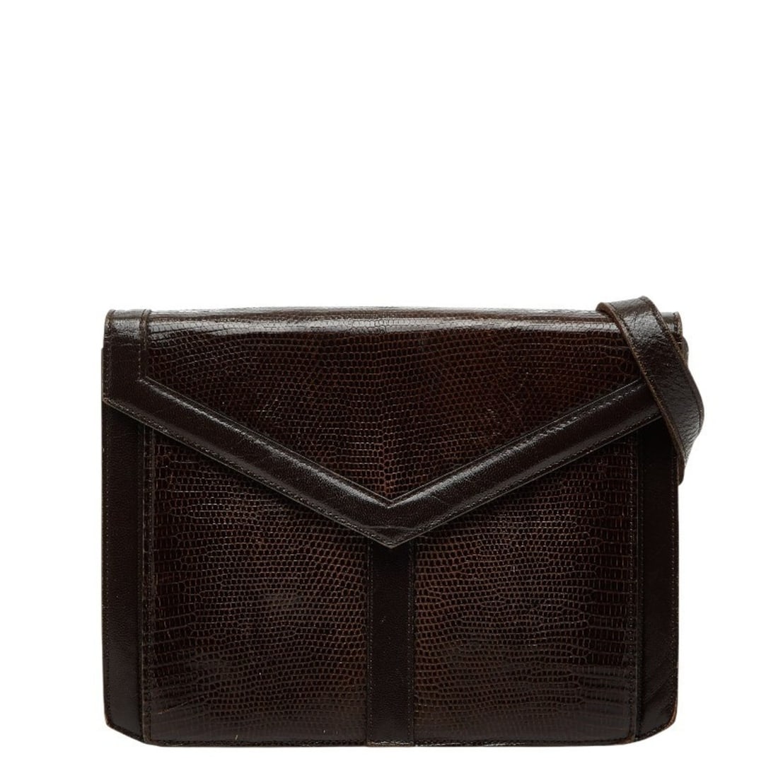 Saint Laurent Lizard Embossed Shoulder Bag Brown Leather Women's SAINT LAURENT (1 of 20)