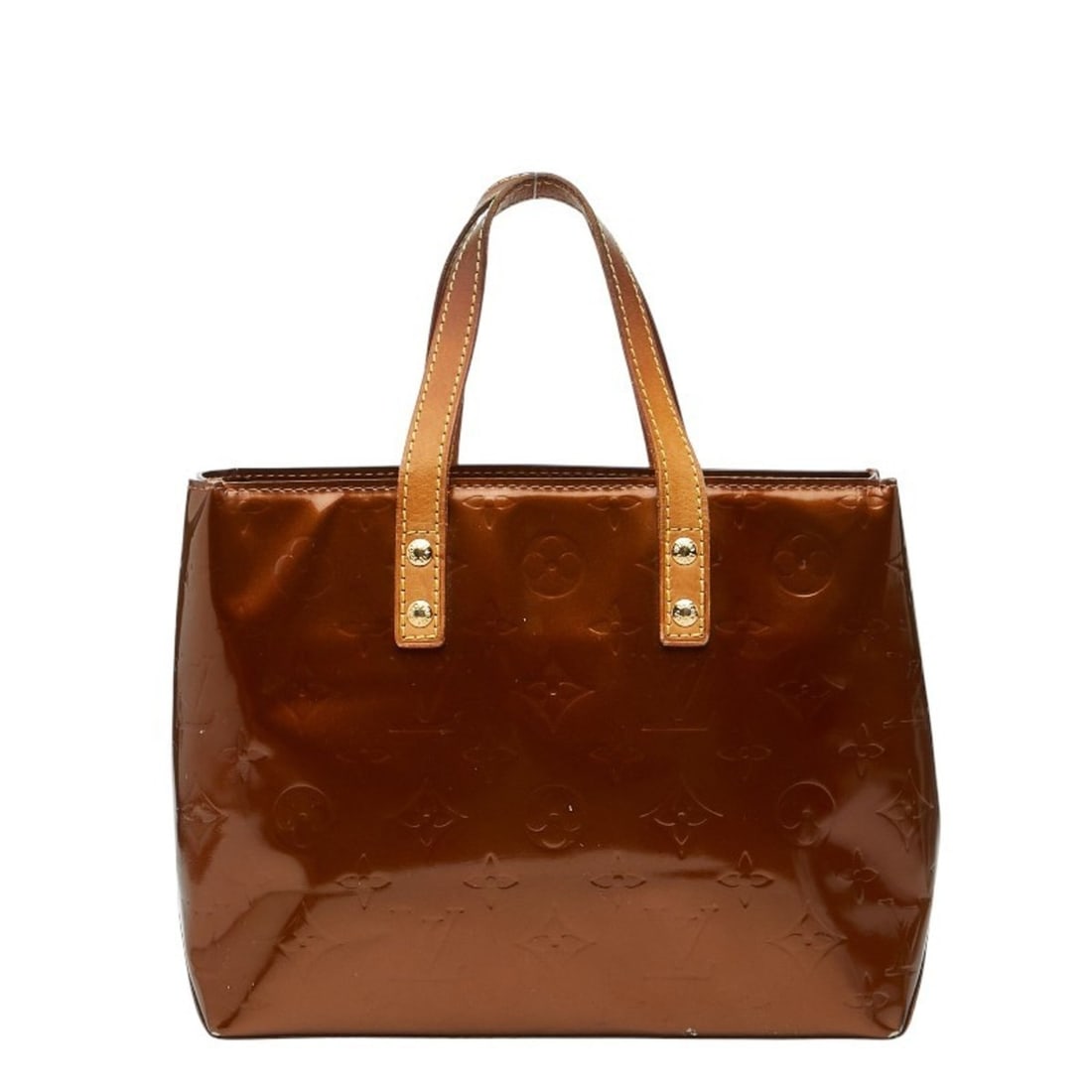 Louis Vuitton Monogram Vernis Reed PM Handbag M91146 Bronze/Brown Patent Leather Women's LOUIS: --- Catalog ---Category: SizeSize (HxWxD): 17cm x 23cm x 10cm / 6.69'' x 9.05'' x 3.93''Category: DesignType: HandbagColor: Bronze, BrownGender: WomenMaterial: Patent leather Category: GeneralBrand: L
