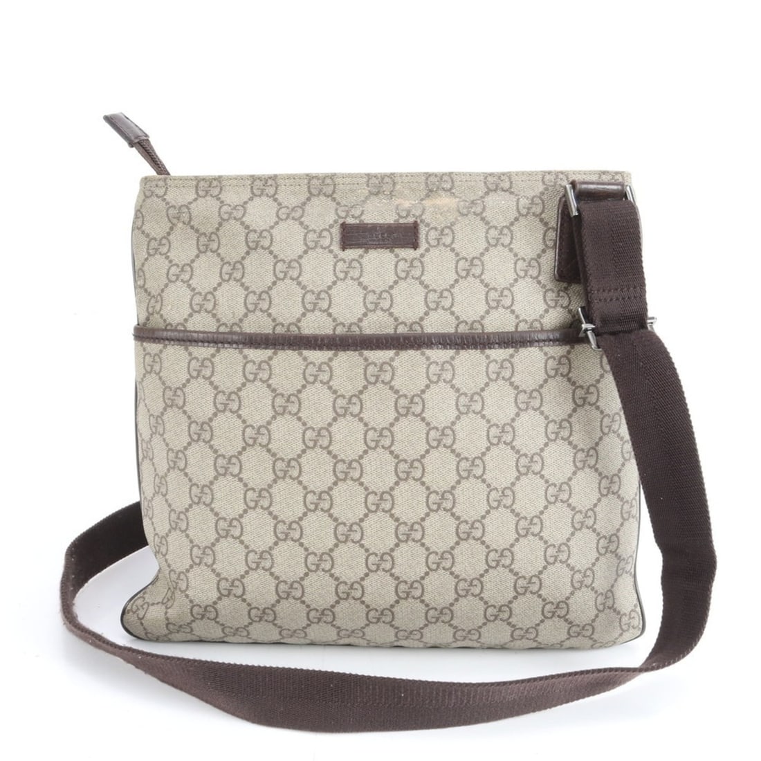 Gucci GG Supreme 141626 Leather Messenger Shoulder Bag, Brown, Men's: --- Catalog ---Category: SizeSize (HxWxD): 25cm x 29cm x 2cm / 9.84'' x 11.41'' x 0.78''Category: DesignType: Shoulder bagColor: BrownGender: MenMaterial: Leather , Coated canvas Category: GeneralMPN: