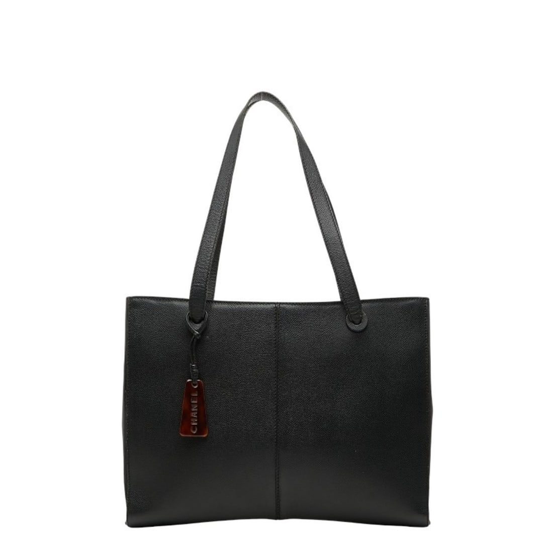 CHANEL logo charm tote bag/shoulder bag in black caviar leather for women: --- Catalog ---Category: SizeSize (HxWxD): 28cm x 36cm x 5cm / 11.02'' x 14.17'' x 1.96''Category: DesignType: Shoulder bag, Tote bagColor: BlackGender: WomenMaterial: Grained Calfskin Category: Gener