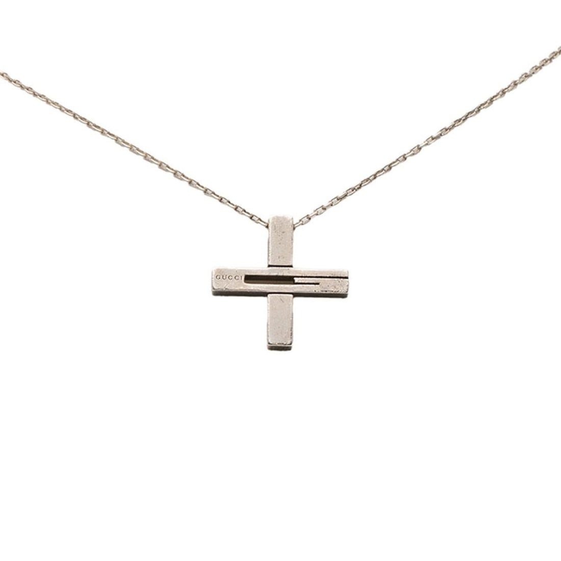 Gucci Cutout G Cross Pendant Necklace in SV925 Silver for Women: --- Catalog ---Category: SizePendant Size: 25mm x 25mm / 0.98'' x 0.98''Neck Circumference: 62 cm / 24.4''Category: DesignGender: WomenMaterial: Silver, Silver 925Necklace Type: Pendant necklaceCatego