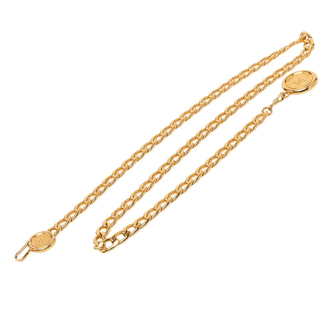 Chanel Coco Mark Medal Chain Belt, Gold Plated, Women's, CHANEL (1 of 10)