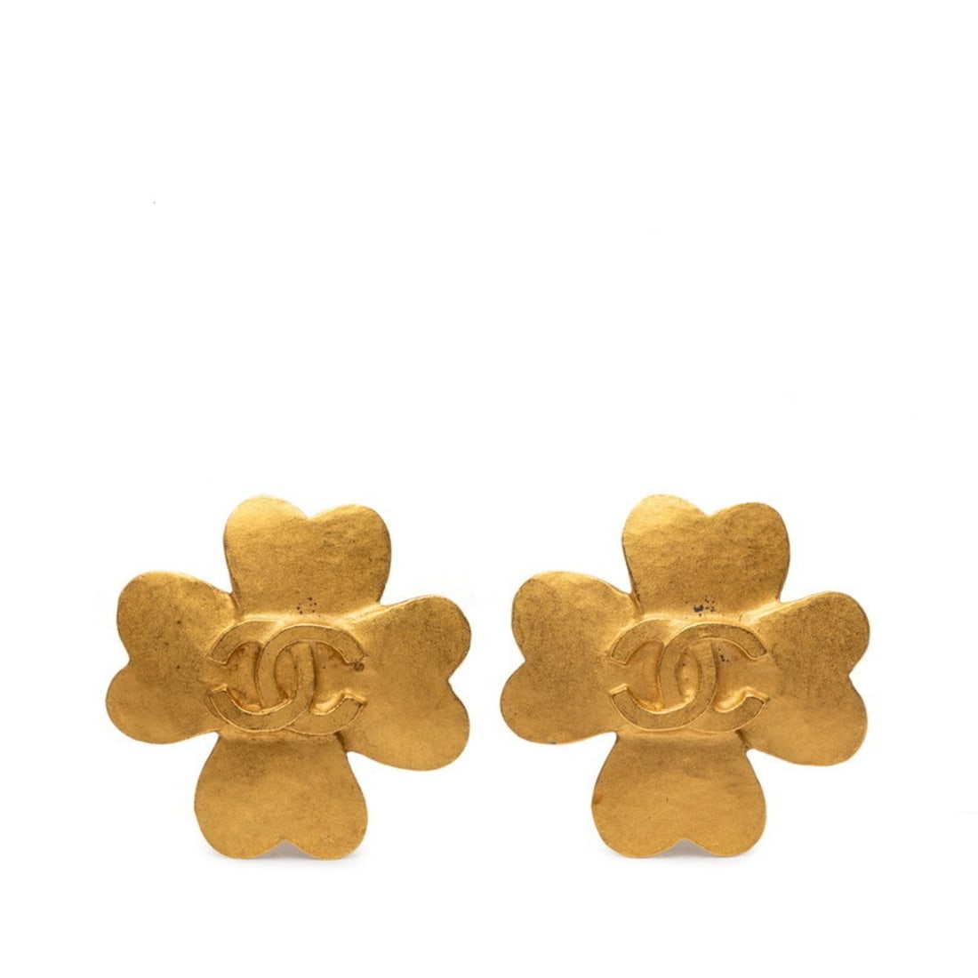 Vintage Chanel Coco Mark Clover Earrings, Gold Plated, Women's, CHANEL: --- Catalog ---Category: SizeSize (HxWxD): 31.00mm x 31.00mm / 1.22'' x 1.22''Category: DesignType: Clip earringsColor: GoldGender: WomenMaterial: Gold platingCategory: GeneralBrand: Chanel--- Item Li