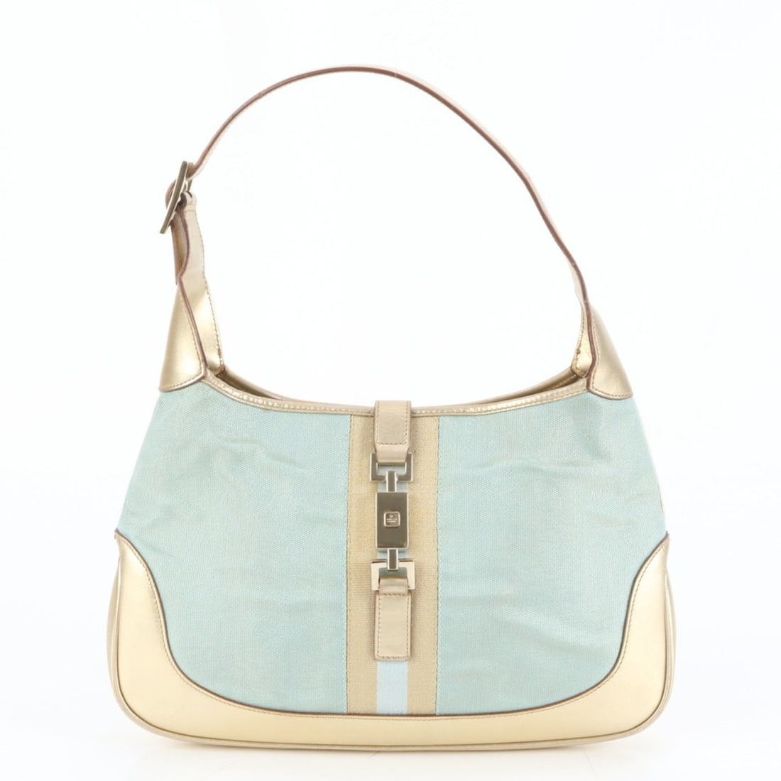 Gucci Jackie 001 3306 Leather Shoulder Bag/One-Shoulder Bag/Tote Bag with Gold Hardware for Women: --- Catalog ---Category: SizeSize (HxWxD): 22cm x 32cm x 3cm / 8.66'' x 12.59'' x 1.18''Strap Length: 50cm / 19.68''Category: DesignType: Shoulder bag, Tote bagColor: BlueGender: WomenMaterial: Leathe