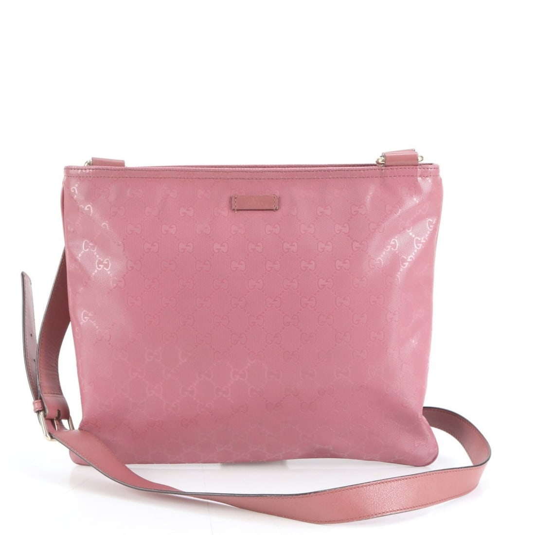 Gucci GG Imprime 201446 Leather Shoulder Bag/Crossbody Bag Pink Handbag for Women: --- Catalog ---Category: SizeSize (HxWxD): 29cm x 34cm x 1cm / 11.41'' x 13.38'' x 0.39''Strap Length: 134cm / 52.75''Category: DesignType: Shoulder bagColor: PinkGender: WomenMaterial: Leather , Coat