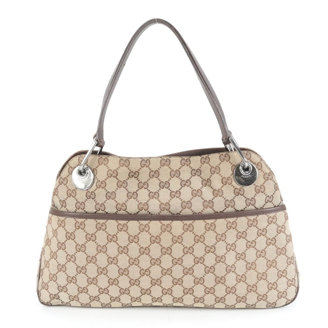 Gucci GG Canvas 121023 Leather Tote Bag Shoulder Handbag Brown Women's (1 of 10)