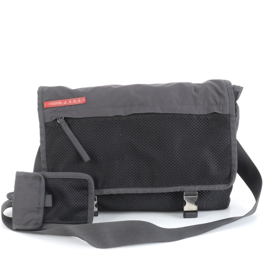 Prada Tessuto Nylon Messenger Shoulder Bag in Black and Grey for Men: --- Catalog ---Category: SizeSize (HxWxD): 15cm x 34cm x 6cm / 5.9'' x 13.38'' x 2.36''Category: DesignType: Pouch, Shoulder bagColor: BlackGender: MenMaterial: Nylon Category: GeneralBrand: PradaCoun
