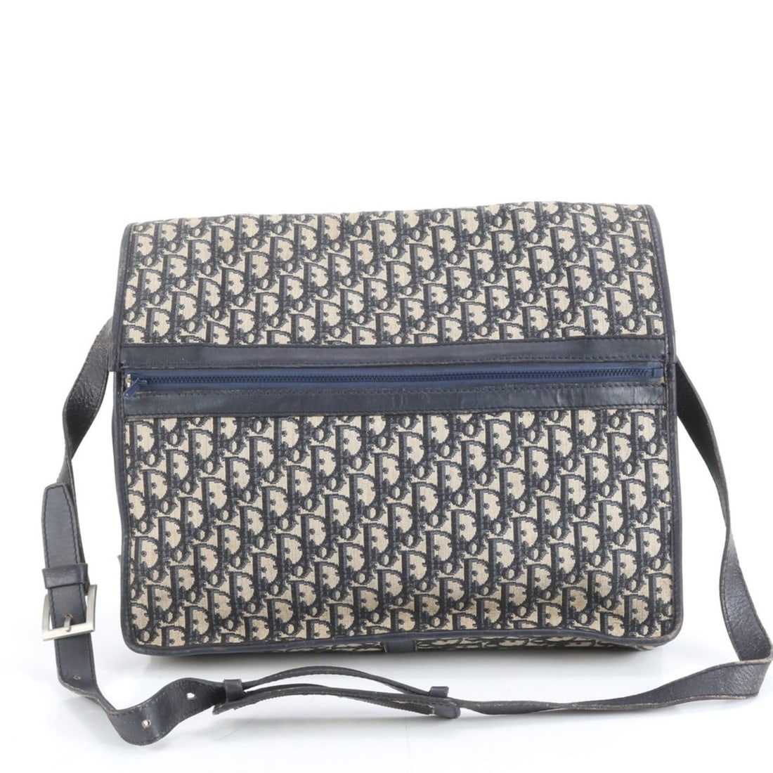 Christian Dior Trotter Leather Messenger Shoulder Bag in Navy for Men: --- Catalog ---Category: SizeSize (HxWxD): 34cm x 41cm x 13cm / 13.38'' x 16.14'' x 5.11''Category: DesignType: Shoulder bagColor: NavyGender: MenMaterial: Leather , Canvas Category: GeneralBrand: Chr