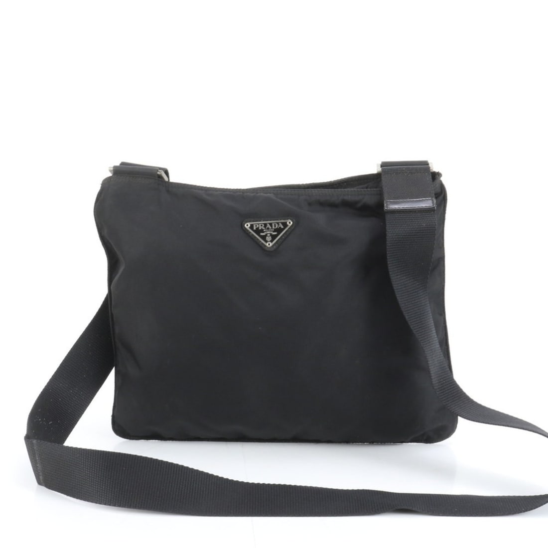 Prada Tessuto Nylon Triangle Logo Shoulder Bag Messenger Black Men's (1 of 10)