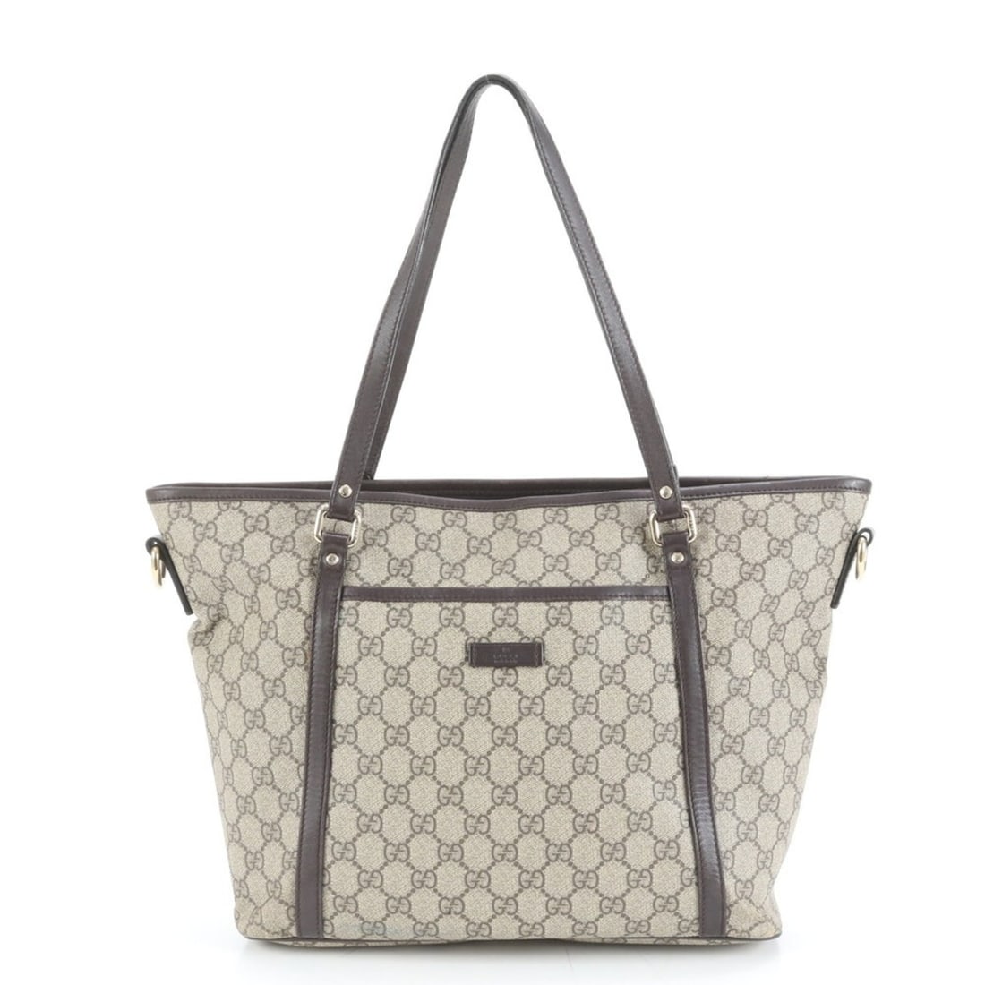 Gucci GG Supreme 388929 Leather Tote Bag Shoulder Handbag Brown Women's: --- Catalog ---Category: SizeSize (HxWxD): 26cm x 31cm x 8cm / 10.23'' x 12.2'' x 3.14''Category: DesignType: Shoulder bag, Tote bagColor: BrownGender: WomenMaterial: Leather , Coated canvas Category: