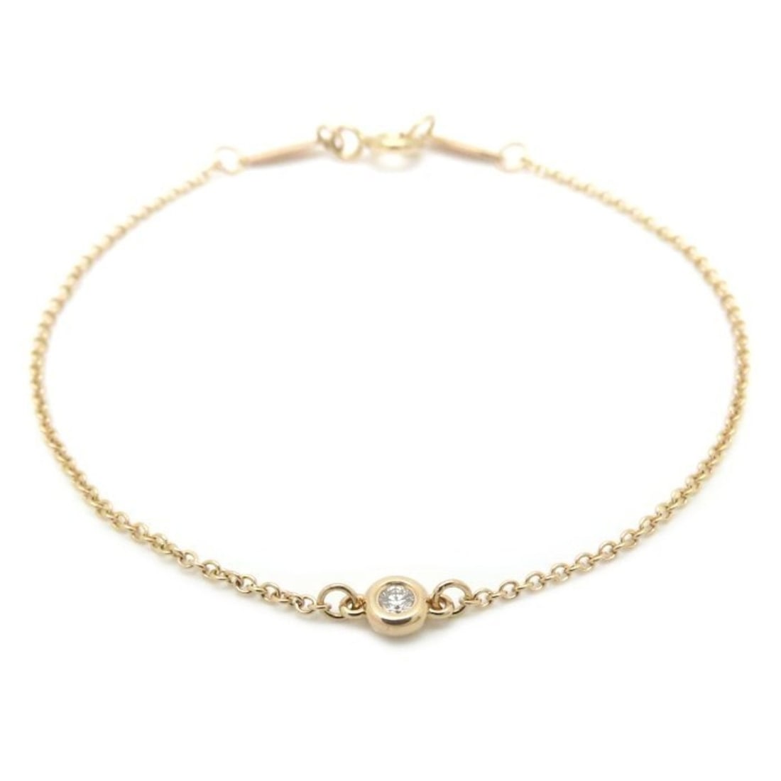 TIFFANY & Co. Tiffany By the Yard Bracelet with 1 Diamond and Elsa Peretti, 18K Gold, Women's,: --- Catalog ---Category: SizeLength: 16cm / 6.29''Category: DesignType: Charm braceletColor: Pink goldGender: WomenMaterial: Pink goldCategory: GeneralBrand: Tiffany--- Item List ---Section: Condition