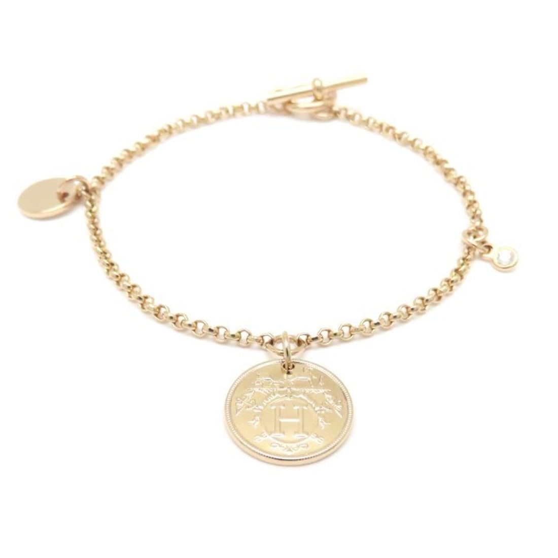 HERMES Ex Libris PM Bracelet with Diamonds in 18K White Gold for Women, H120441B00ST 294879 (1 of 10)