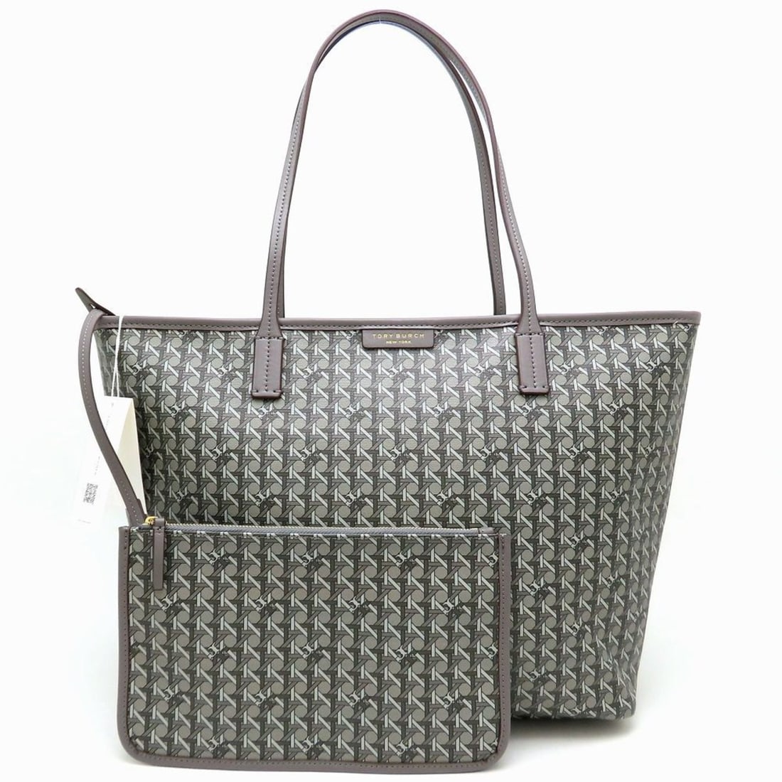 Tory Burch EVER READY ZIP 145634 Tote Bag, Coated Canvas and Zinc Leather, Gray, Women's, 353084 (1 of 10)