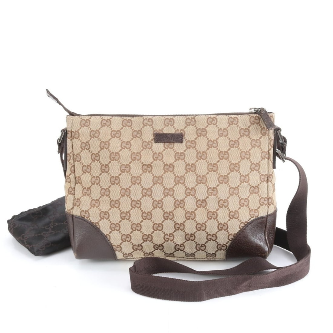 Gucci GG Canvas 114273 Leather Shoulder Messenger Bag Brown Men's: --- Catalog ---Category: SizeSize (HxWxD): 21cm x 28cm x 9cm / 8.26'' x 11.02'' x 3.54''Strap Length: 132cm / 51.96''Category: DesignType: Shoulder bagColor: BrownGender: MenMaterial: GG canvas , Leat