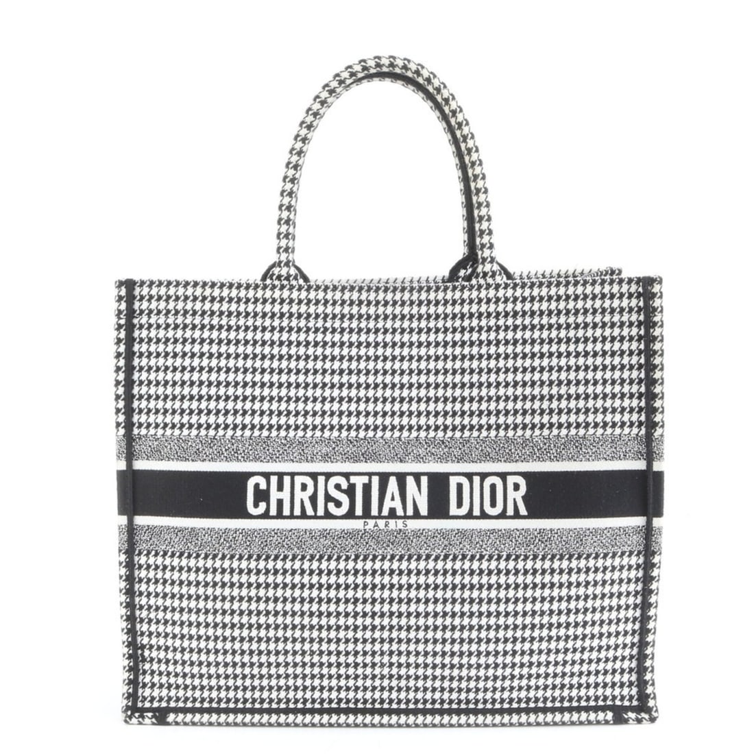Christian Dior Book Tote Bag, Houndstooth Shoulder Handbag, Women's: --- Catalog ---Category: SizeSize (HxWxD): 34cm x 42cm x 19cm / 13.38'' x 16.53'' x 7.48''Handle Length: 43cm / 16.92''Category: DesignType: Shoulder bag, Tote bagColor: Black, WhiteGender: WomenCateg