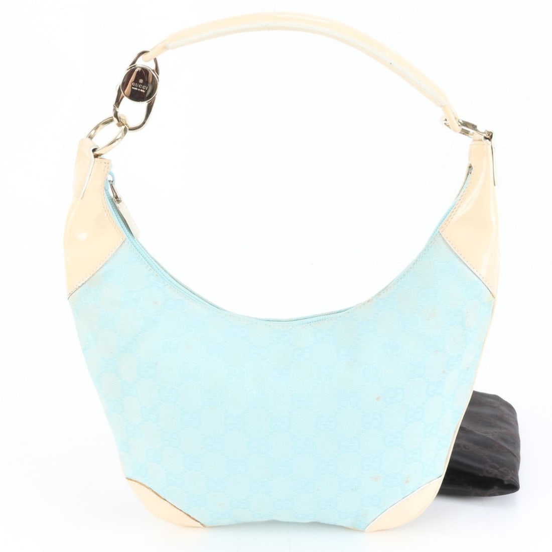 Gucci GG Canvas Hobo 001 4158 Leather Shoulder Bag for Women: --- Catalog ---Category: SizeSize (HxWxD): 20cm x 31cm x 2cm / 7.87'' x 12.2'' x 0.78''Strap Length: 40cm / 15.74''Category: DesignType: Shoulder bagColor: Beige, BlueGender: WomenMaterial: GG canvas