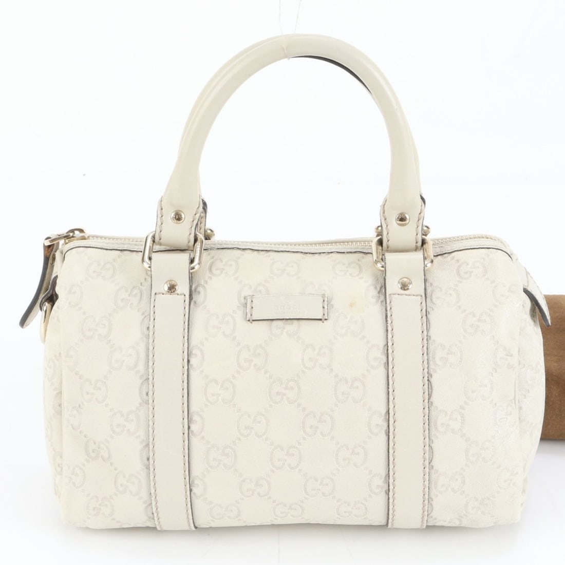 Gucci Guccissima Mini Boston 193604 Leather Handbag/Tote Bag for Women: --- Catalog ---Category: SizeSize (HxWxD): 14cm x 25cm x 10cm / 5.51'' x 9.84'' x 3.93''Handle Length: 31cm / 12.2''Category: DesignType: Handbag, Tote bagColor: IvoryGender: WomenMaterial: Leather Ca