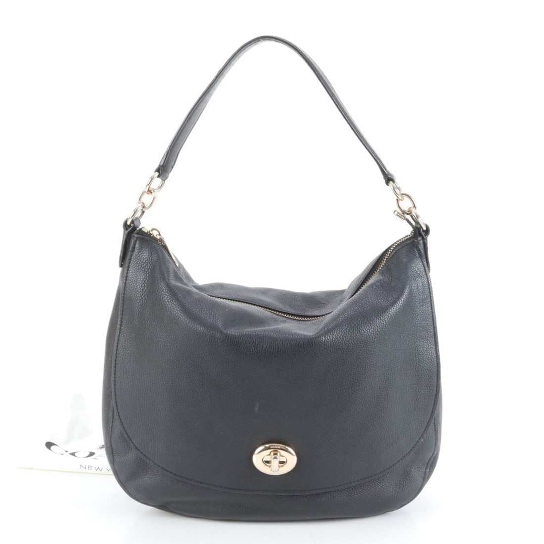 Coach Turnlock Hobo 36762 Leather Shoulder Bag, One-Shoulder Black with Gold Hardware, Women's (1 of 10)