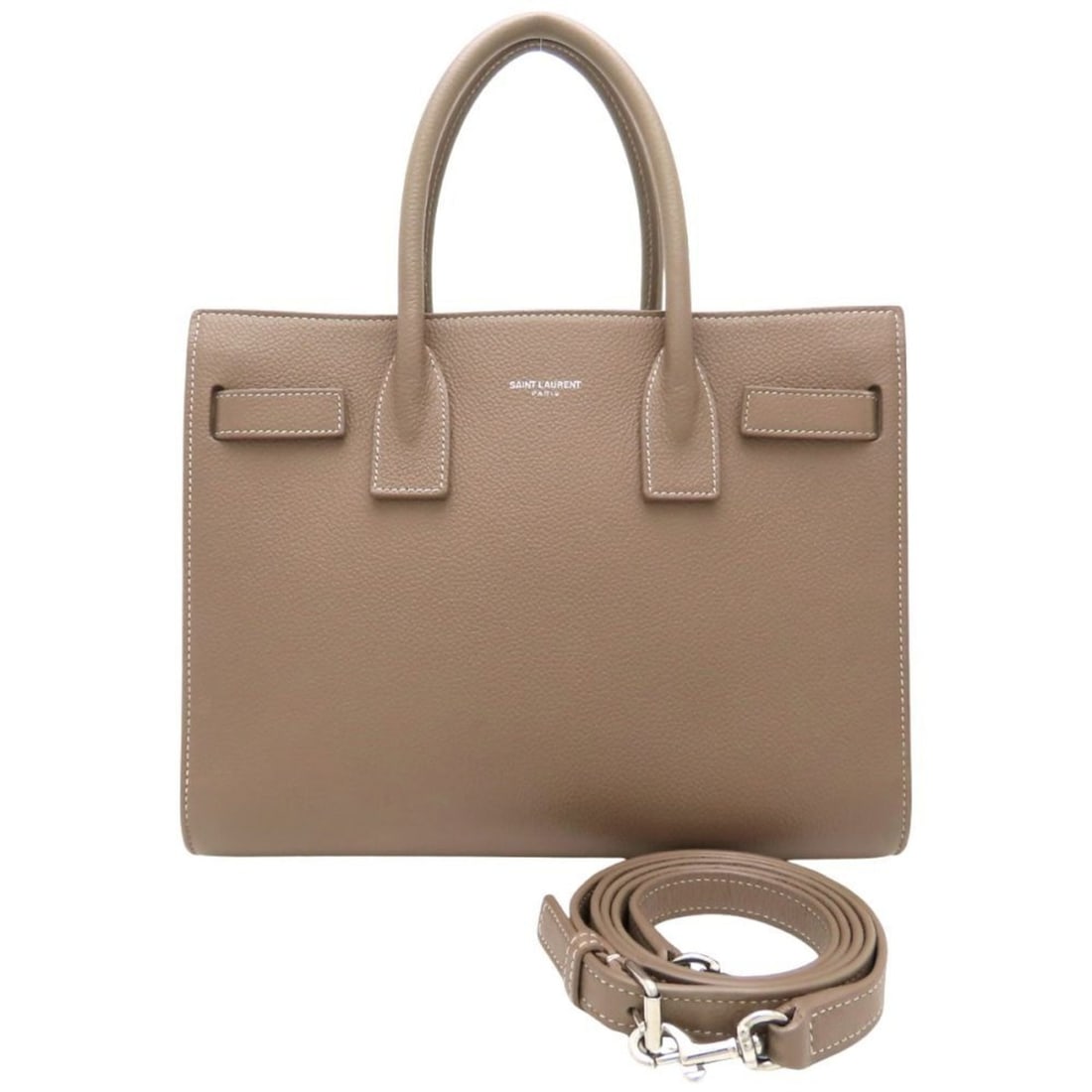 Yves Saint Laurent SAINT LAURENT PARIS Baby Sac de Jour 477477 2-Way Handbag in Greige Leather, (1 of 11)