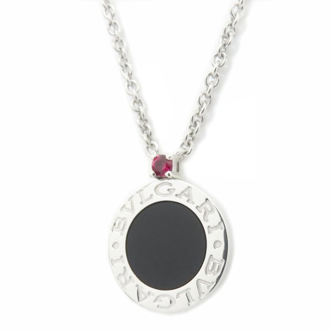 BVLGARI Save the Children 10th Anniversary Necklace, Onyx, Ruby, SV925, Women's, 294941: --- Catalog ---Category: SizeWeight: 7.7g / 0.27oz.Diameter: 15mm / 0.59''Neck Circumference: 39 cm - 46 cm / 15.35'' - 18.11''Category: DesignStone: Onyx, RubyGender: WomenMaterial: Silver 925Necklac