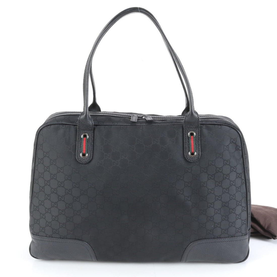 Gucci Sherry Line GG Nylon Leather Tote Bag/Shoulder Bag (293595) in Black: --- Catalog ---Category: SizeSize (HxWxD): 28cm x 44cm x 14cm / 11.02'' x 17.32'' x 5.51''Strap Length: 54cm / 21.25''Category: DesignType: Shoulder bag, Tote bagColor: BlackGender: MenMaterial: Nylon