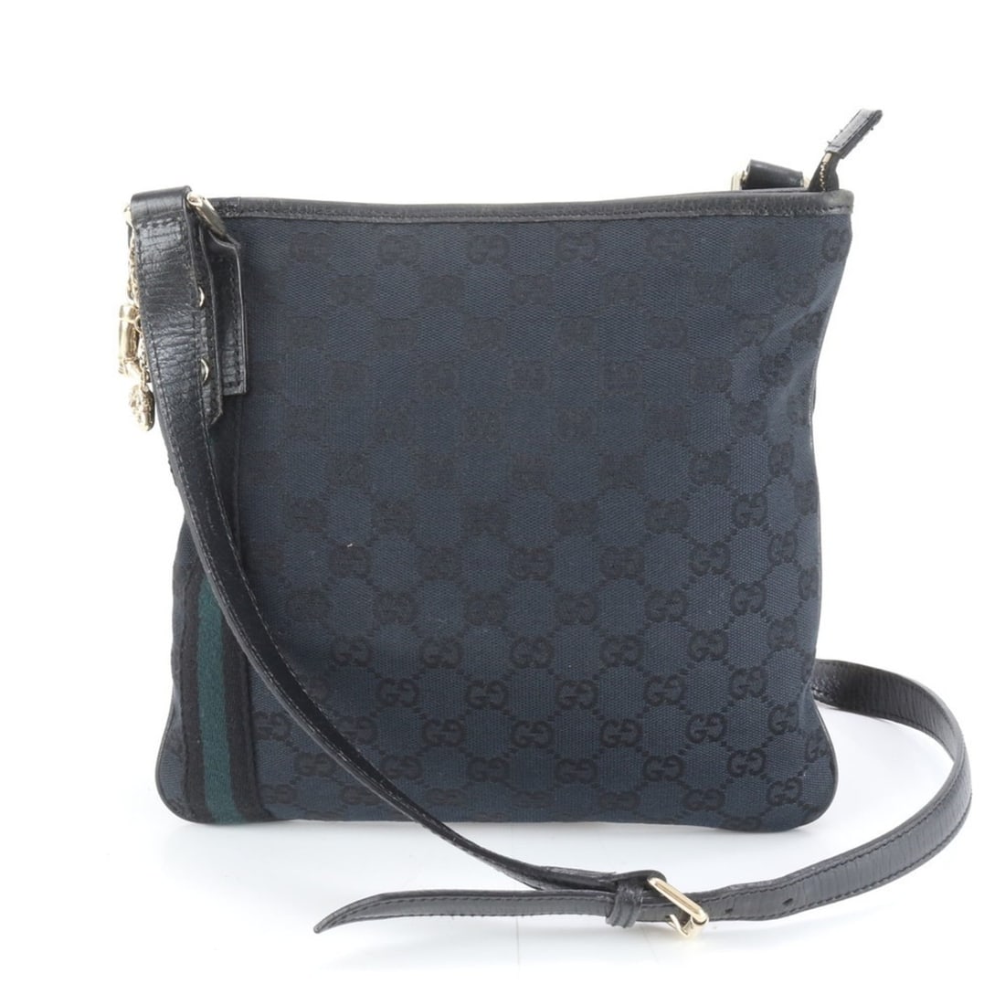 Gucci GG Canvas 144388 Leather Shoulder Bag, Handbag, Black, Women's (1 of 11)