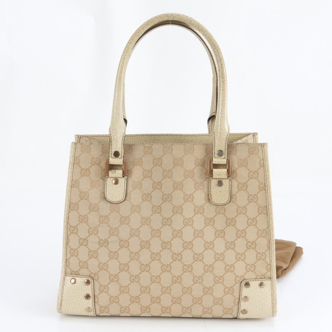 Gucci GG Canvas 124260 Leather Tote Bag Shoulder Handbag Brand Women's (1 of 9)