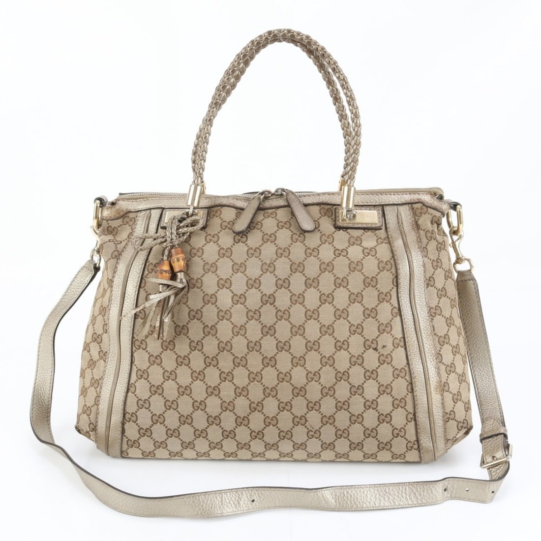 Gucci GG Canvas Bella Bamboo Ribbon Tassel Tote Bag/Shoulder Bag (269946) for Women (1 of 16)