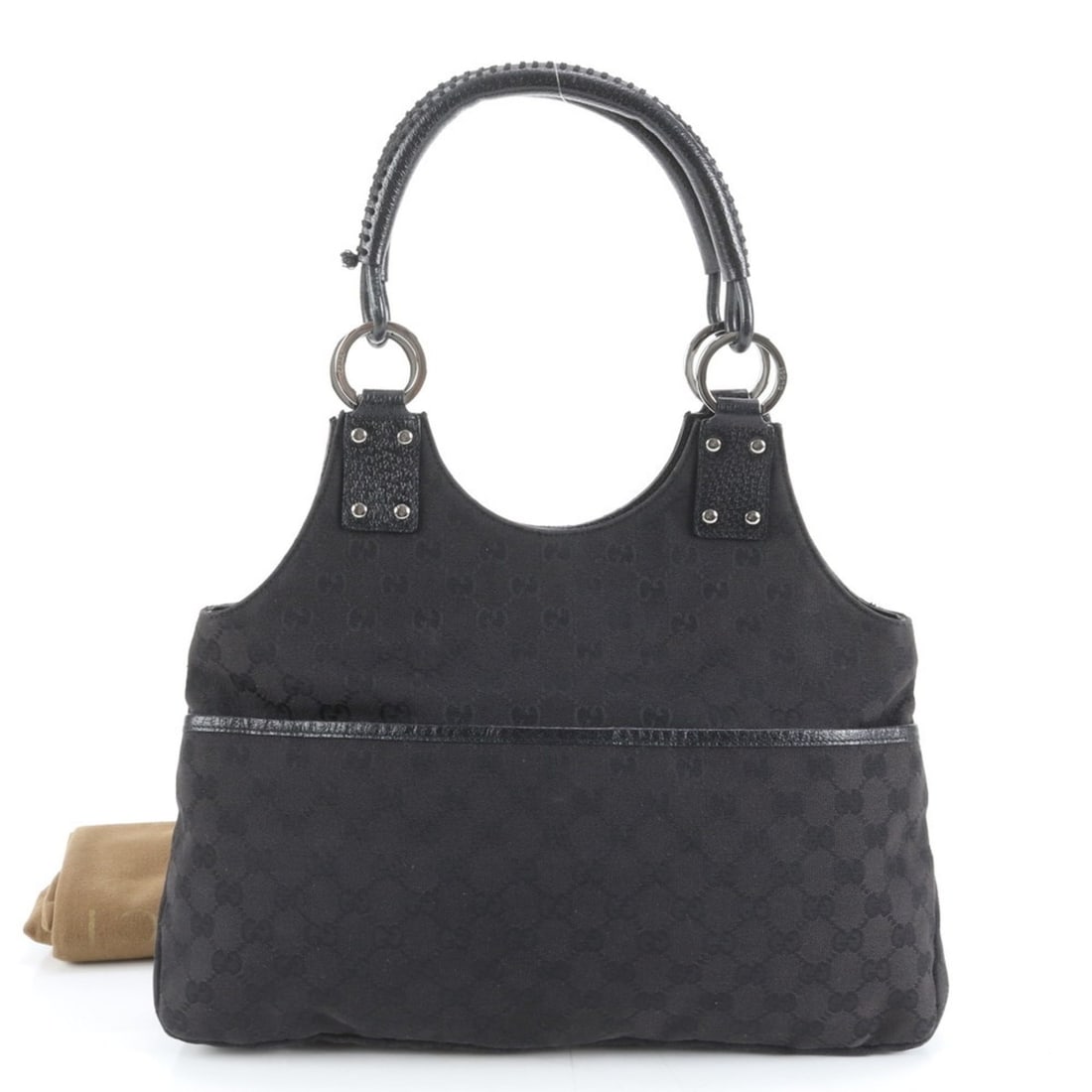 Gucci GG Canvas 132260 Leather Tote Bag Shoulder Handbag Black Women's (1 of 11)