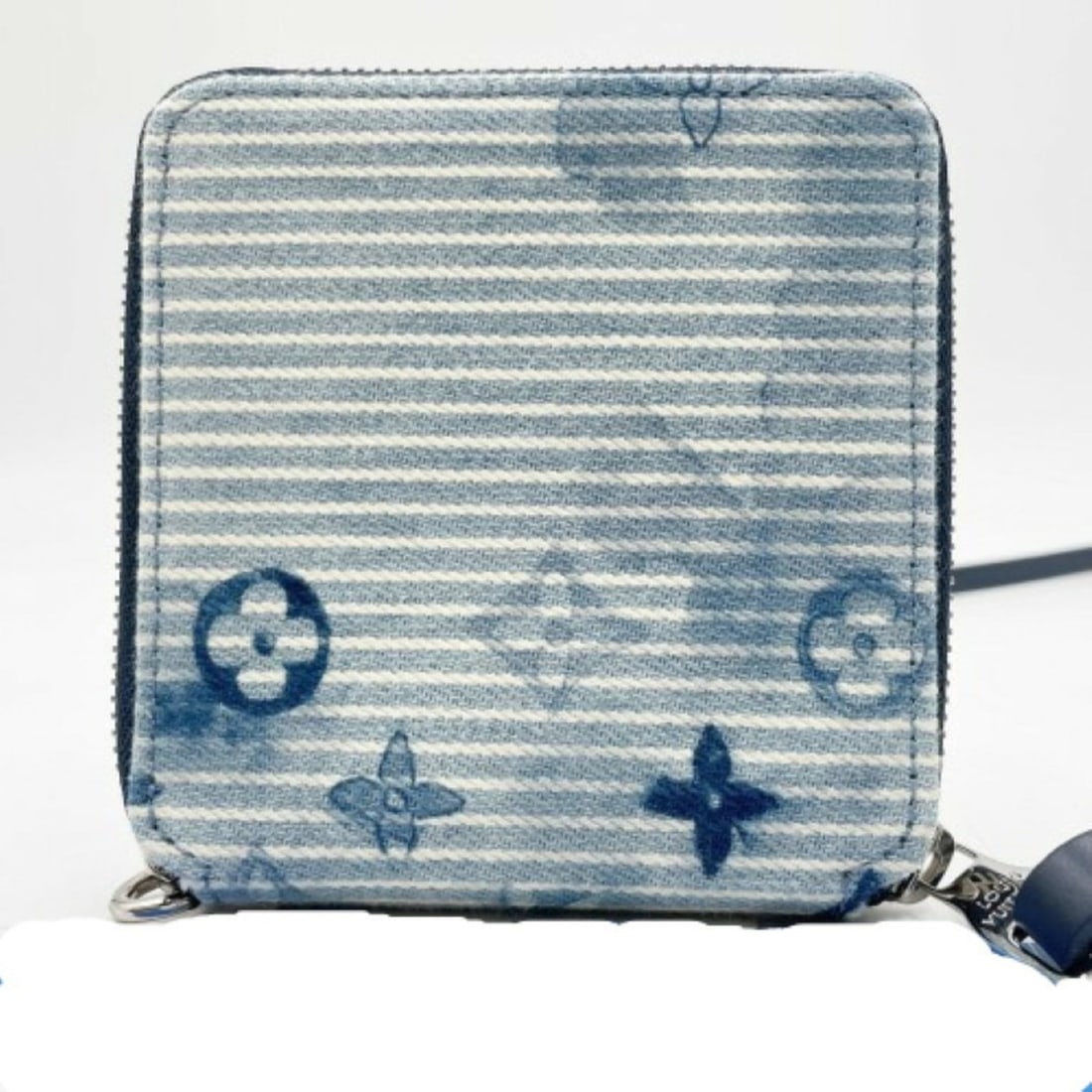 LOUIS VUITTON Zippy Compact Wallet M80461 Blue Monogram Watercolor Men's Round Bifold (1 of 10)