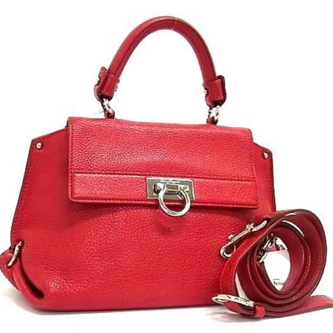 Salvatore Ferragamo Gancini Sofia EZ21 D356 handbag in red leather for women (1 of 10)